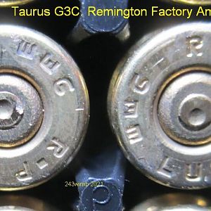 Remington Factory "Range" 115 fmj fired in Taurus G3C