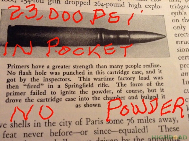 23,000 PSI in primer pocket on firing. No powder.