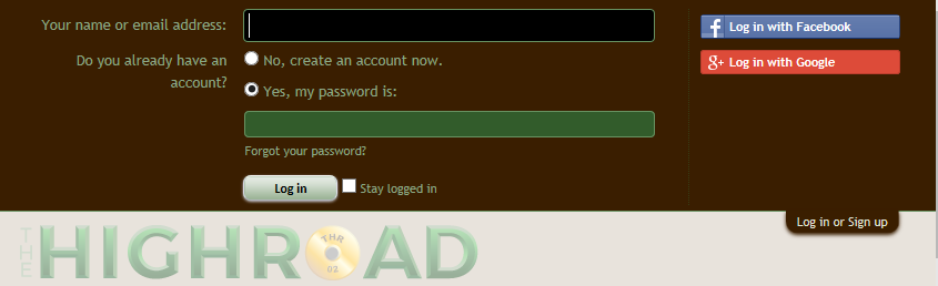 Log In Dropdown